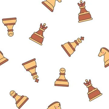 Cute chess pieces. Seamless pattern. Stock Illustration