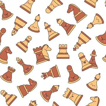 Cute chess pieces. Seamless pattern. Stock Illustration