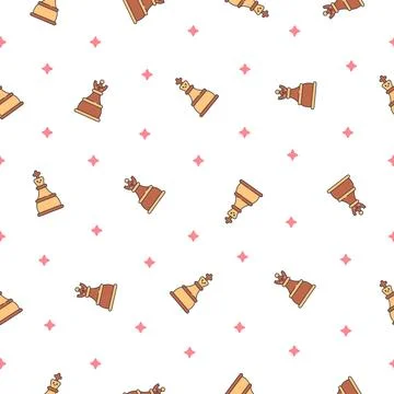 Cute chess pieces. Seamless pattern. Stock Illustration