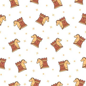 Cute chess pieces. Seamless pattern. Stock Illustration