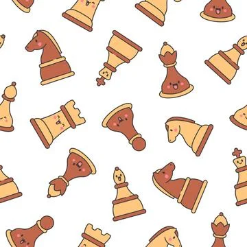 Cute chess pieces. Seamless pattern. Stock Illustration