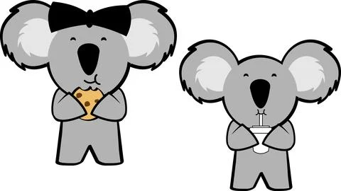 Cute chibi koala cartoon set illustration Stock Illustration