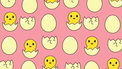 Cute Chick and Egg Pattern on Pink Background. Stock Footage 320150826