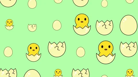 Cute Chick and Egg Pattern Animation - A Seamless Loop. Stock Footage 320150880
