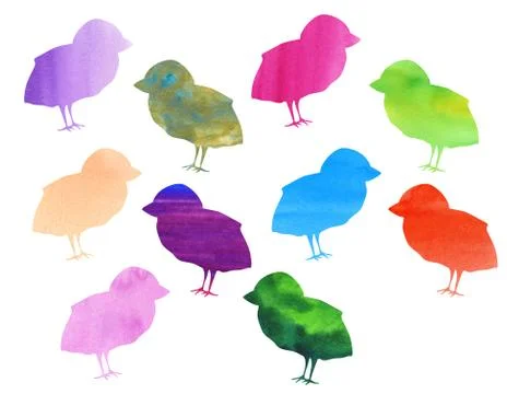 Cute chick silhouettes Illustrazione stock