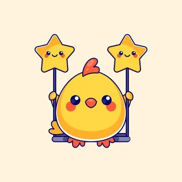 Cute chick sitting on the swing Stock Illustration