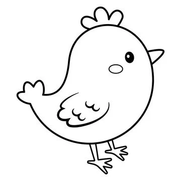 Cute chicken. Colouring page. Vector template. Simple flat illustration Stock Illustration