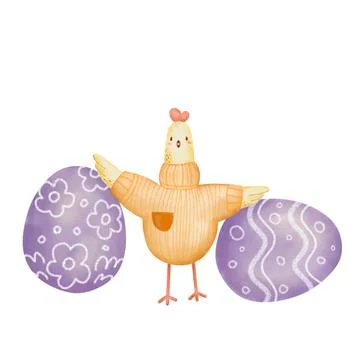 Cute chicken with easter egg  Stock Illustration