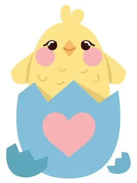 Cute chicken in eggshell Stock Illustration