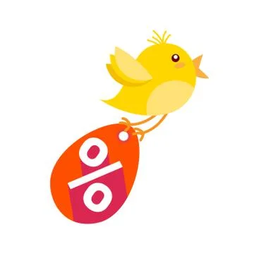 Cute Chicken Fly With Egg Easter Sale Holiday Discount Sign Poster Design Stock Illustration