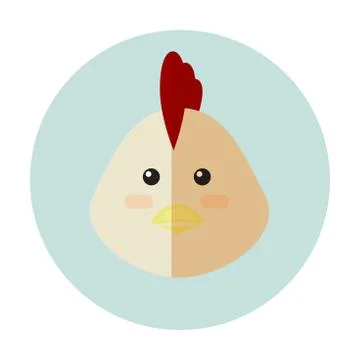 Cute chicken round vector graphic icon. Illustrazione stock