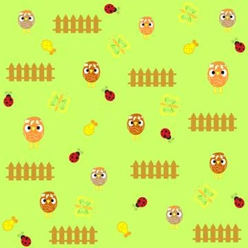 Cute  chicken seamless background pattern in vector Stock Illustration