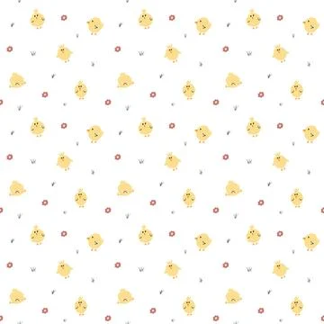 Cute chicken Seamless Pattern, Cartoon Doodle chickens Background vector Il.. Illustrazione stock