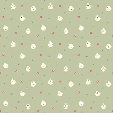 Cute chicken Seamless Pattern, Cartoon Doodle chickens Background vector Il.. Stock Illustration