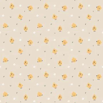 Cute chicken Seamless Pattern, Cartoon Doodle chickens Background vector Il.. Illustrazione stock