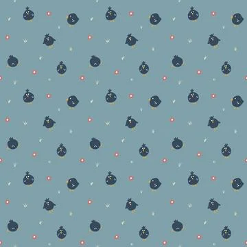 Cute chicken Seamless Pattern, Cartoon Doodle chickens Background vector Il.. Illustrazione stock
