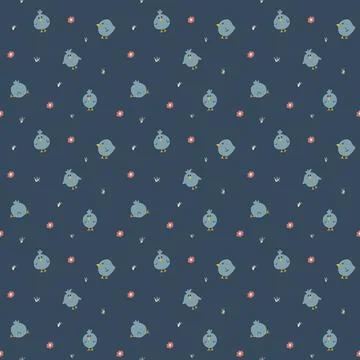 Cute chicken Seamless Pattern, Cartoon Doodle chickens Background vector Il.. Stock Illustration
