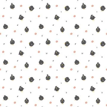 Cute chicken Seamless Pattern, Cartoon Doodle chickens Background vector Il.. 스톡 일러스트