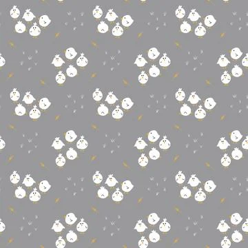 Cute chicken Seamless Pattern, Cartoon Doodle chickens Background vector Il.. Illustrazione stock
