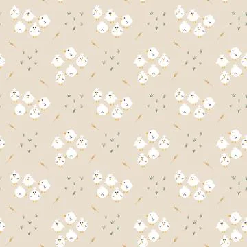 Cute chicken Seamless Pattern, Cartoon Doodle chickens Background vector Il.. イラスト素材