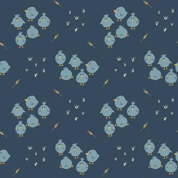 Cute chicken Seamless Pattern, Cartoon Doodle chickens Background vector Il.. 스톡 일러스트