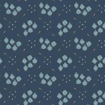 Cute chicken Seamless Pattern, Cartoon Doodle chickens Background vector Il.. イラスト素材