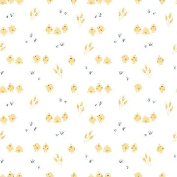 Cute chicken Seamless Pattern, Cartoon Doodle chickens Background vector Il.. 스톡 일러스트