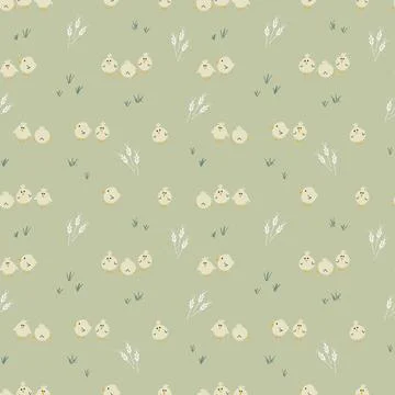 Cute chicken Seamless Pattern, Cartoon Doodle chickens Background vector Il.. Illustrazione stock