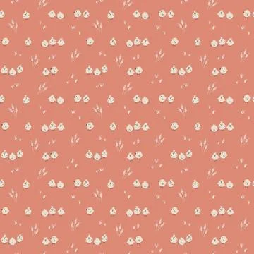 Cute chicken Seamless Pattern, Cartoon Doodle chickens Background vector Il.. Illustrazione stock