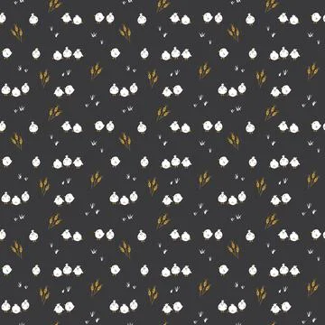 Cute chicken Seamless Pattern, Cartoon Doodle chickens Background vector Il.. Illustrazione stock