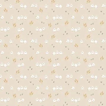 Cute chicken Seamless Pattern, Cartoon Doodle chickens Background vector Il.. Illustrazione stock