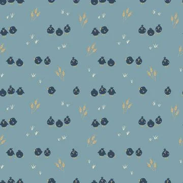 Cute chicken Seamless Pattern, Cartoon Doodle chickens Background vector Il.. Illustrazione stock