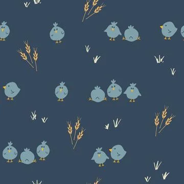 Cute chicken Seamless Pattern, Cartoon Doodle chickens Background vector Il.. イラスト素材