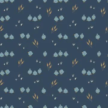 Cute chicken Seamless Pattern, Cartoon Doodle chickens Background vector Il.. Stock Illustration
