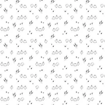 Cute chicken Seamless Pattern, Cartoon Doodle chickens Background vector Il.. Stock Illustration