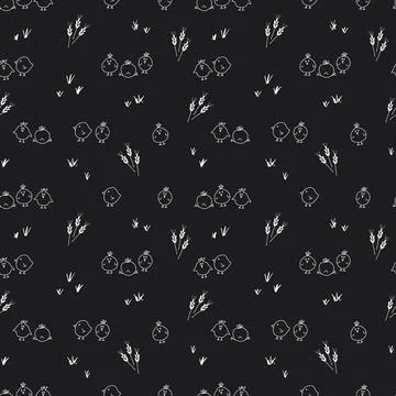 Cute chicken Seamless Pattern, Cartoon Doodle chickens Background vector Il.. イラスト素材