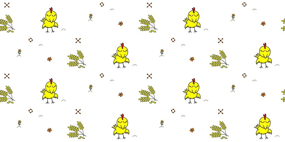 Cute chicken seamless pattern. Creative kids texture with funny animals. Vector イラスト素材