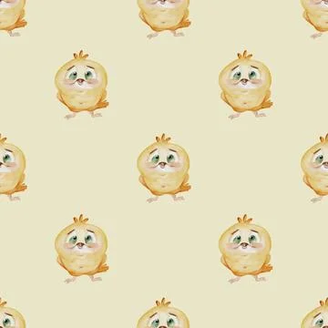 Cute chicken watercolor pattern for textile design and packaging Stock Illustration