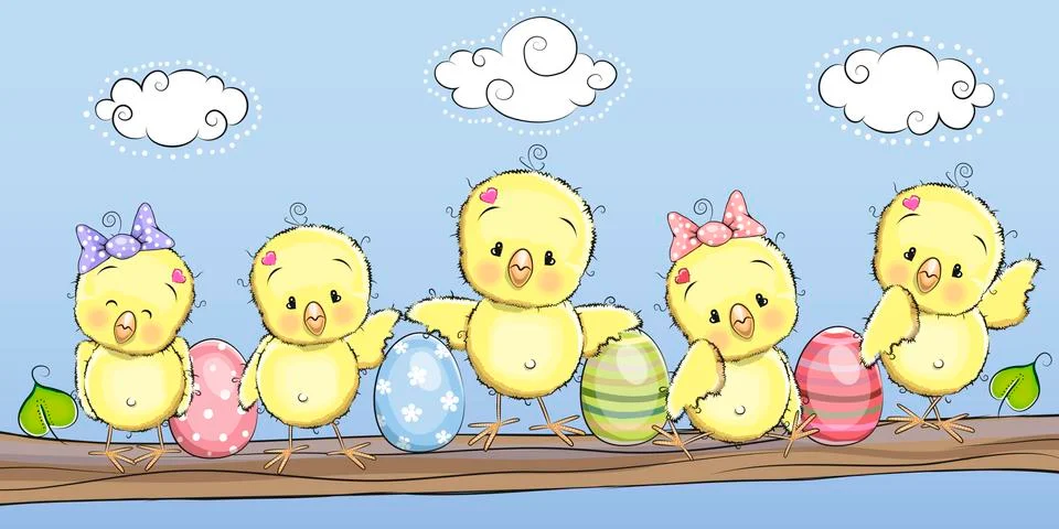Cute chickens Stock Illustration