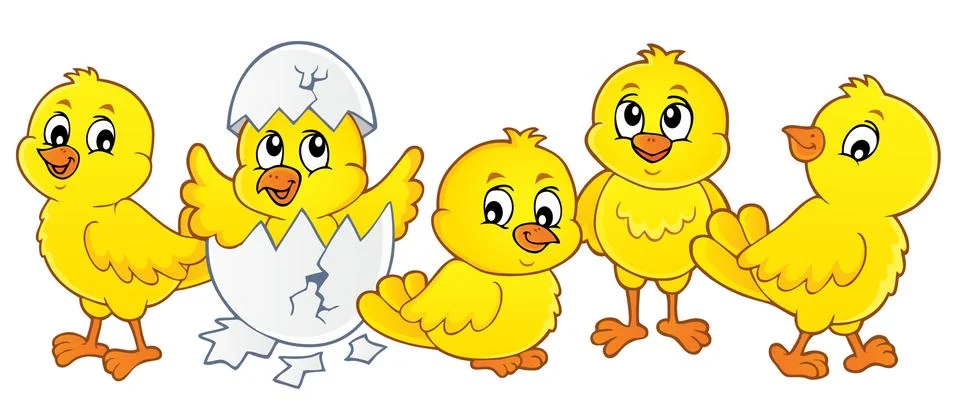 Cute chickens topic image Stock Illustration