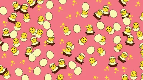 Cute Chicks and Eggs Animated Background for Easter Celebrations. Stock Footage 320151481
