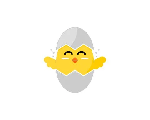 Cute chicks in the egg logo Illustrazione stock