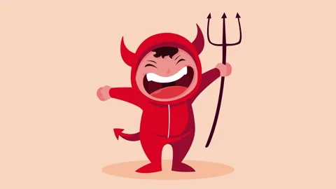 Cute child disguised as devil Stock Footage 159531335