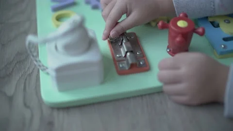 Cute child learning with montessori method Stock Footage 158951095