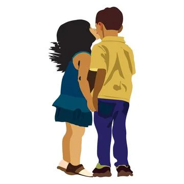 Cute Child Love Flat Vector Stock Illustration