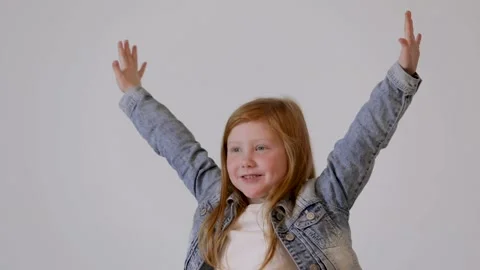 Cute child posing in the photo studio. Video stock 104919930