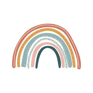 Cute childish illustrations with abstract full color rainbow. Stock Illustration
