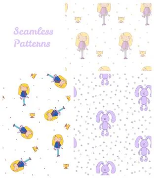 Cute childish patterns Stock Illustration