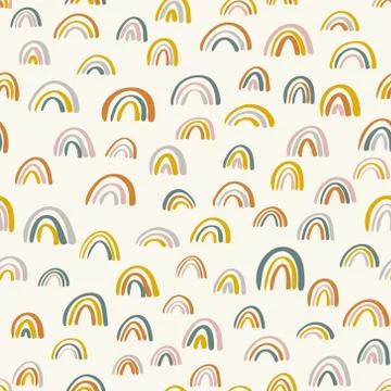 Cute childish rainbows pattern. Nursery pattern for children. Scandinavian wa Stock Illustration