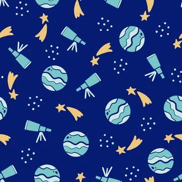 Cute childish seamless pattern of space 库存插图